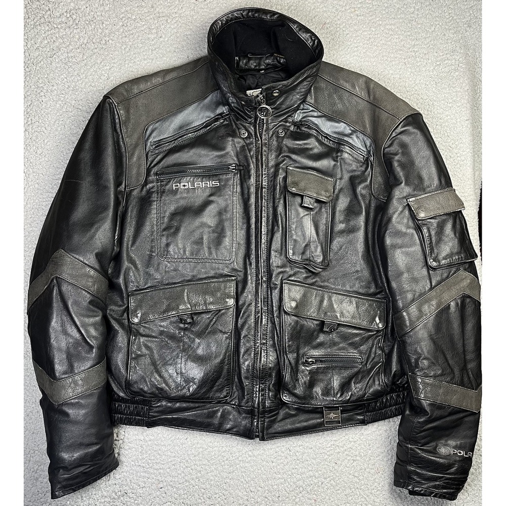 Vintage Polaris Leather Jacket‎ Riding Coat Black Men's 2XL